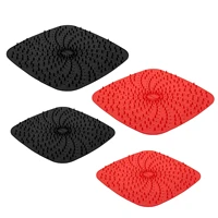 89 inch reusable silicone air fryer mat non stick round basket mat kitchen accessory square black red