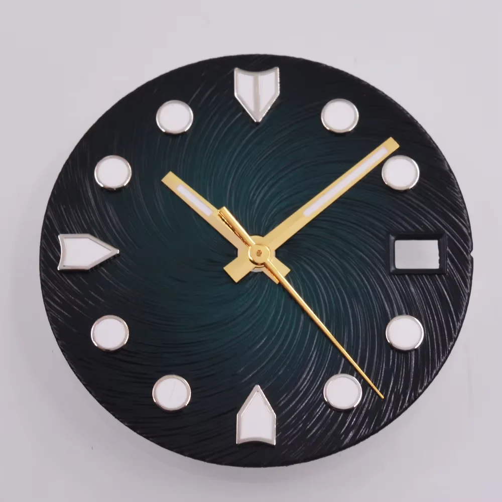 Синие/белые/красные/зеленые часы с циферблатом зеленые светящиеся стрелки 28 5 мм