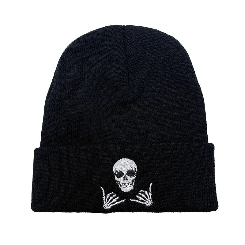 

Skeleton Women Men Winter Beanies Hat Gothic Street Punk Knitted Bonnet Caps 100% Cotton Fashion Keep Warm Skullies Beanies Hats