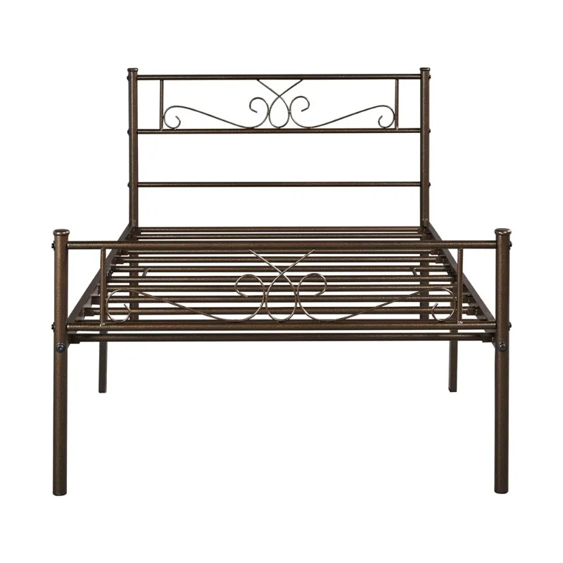 

Easyfashion Jocelyn Modern Scroll Metal Platform Twin Bed, Bronze Beds