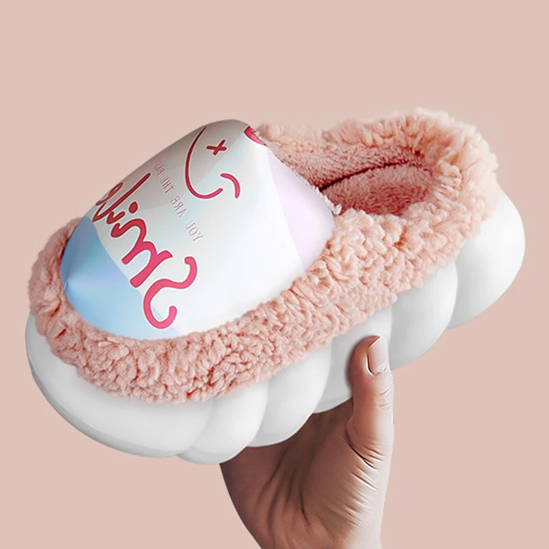 

2022 Winter Women's Slippers for Home Woman Platform Shoes With Fur Warm Plush Female House Slippers EVA Non-slip Indoor Slipers