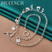 blueench 925 sterling silver bag shoes pendant ot buckle necklace for ladies evening wedding glamour fashion jewelry
