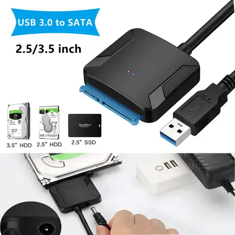 Переходник с USB 3,0 на Sata кабель SATA III для жесткого диска 3,5/2,5 дюйма адаптер внешнего жесткого диска SSD с адаптером питания 12 В/2 А
