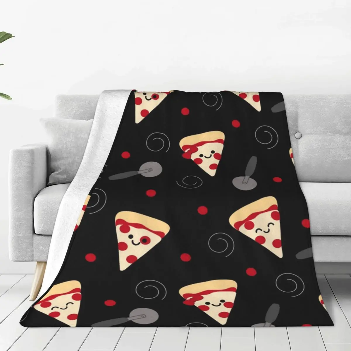 

Pizza Slicer Soft Flannel Throw Blanket for Couch Bed Warm Blanket Lightweight Blankets for Sofa Travel Blanket