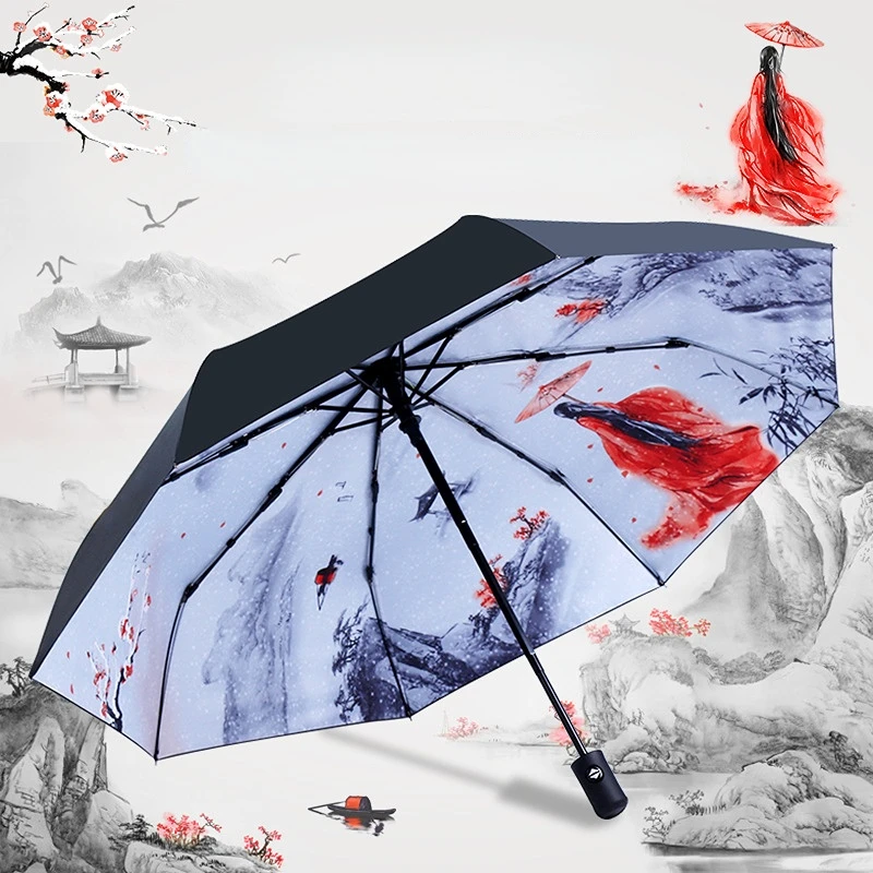 

Fully Automatic Umbrella Female Reinforced Umbrella Men's Women Windproof Uv Resistant Beach Girl Parasol Folding Parasol