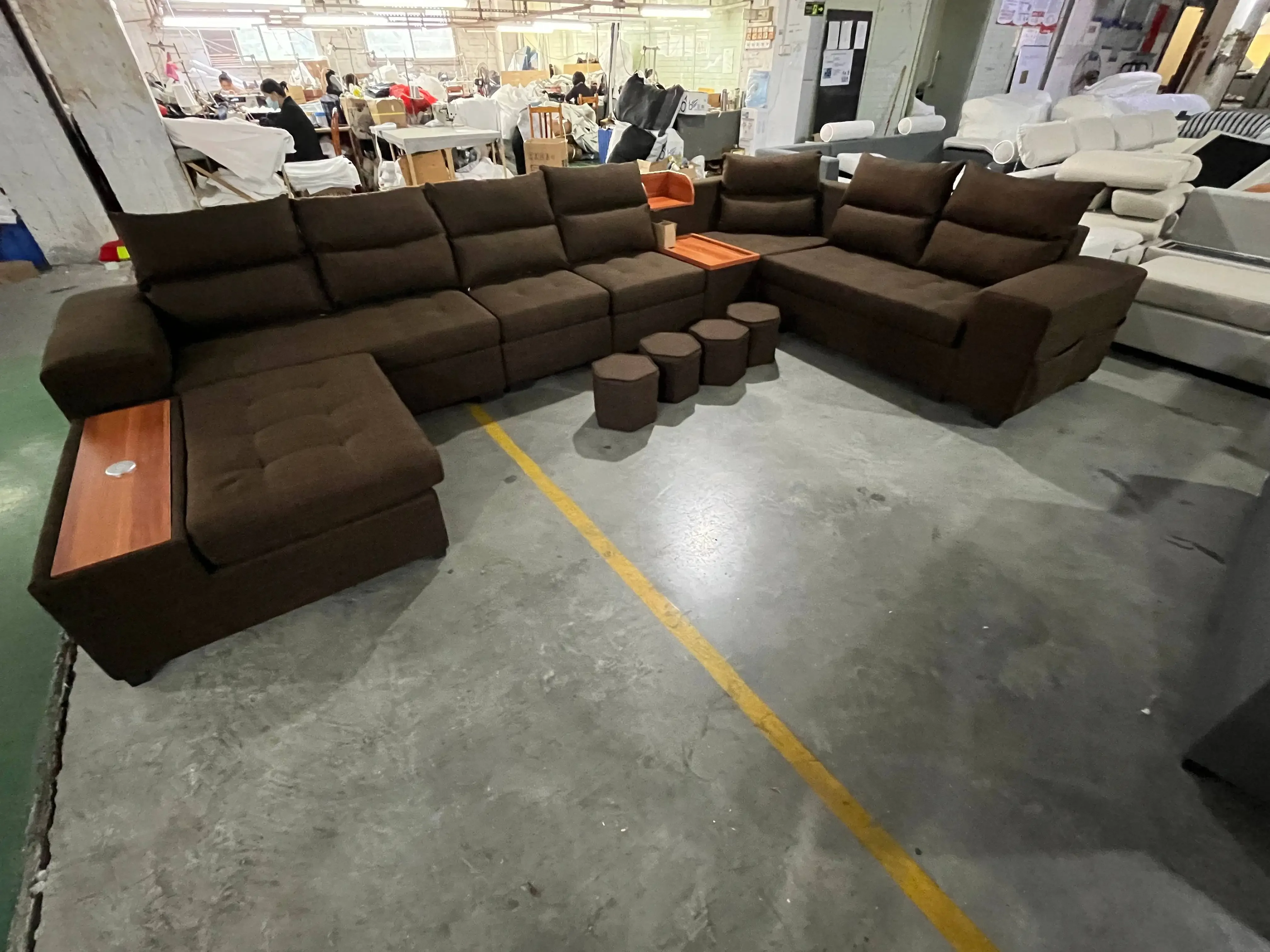 Современная мебель для гостиной в сборе L-образный кожаный диван с USB-портом