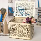 Деревянные открытки сделай сам, полый контейнер с замком, Подарочный красивый чехол для свадьбы, дня рождения, коробка для хранения денег, декоративная коробка