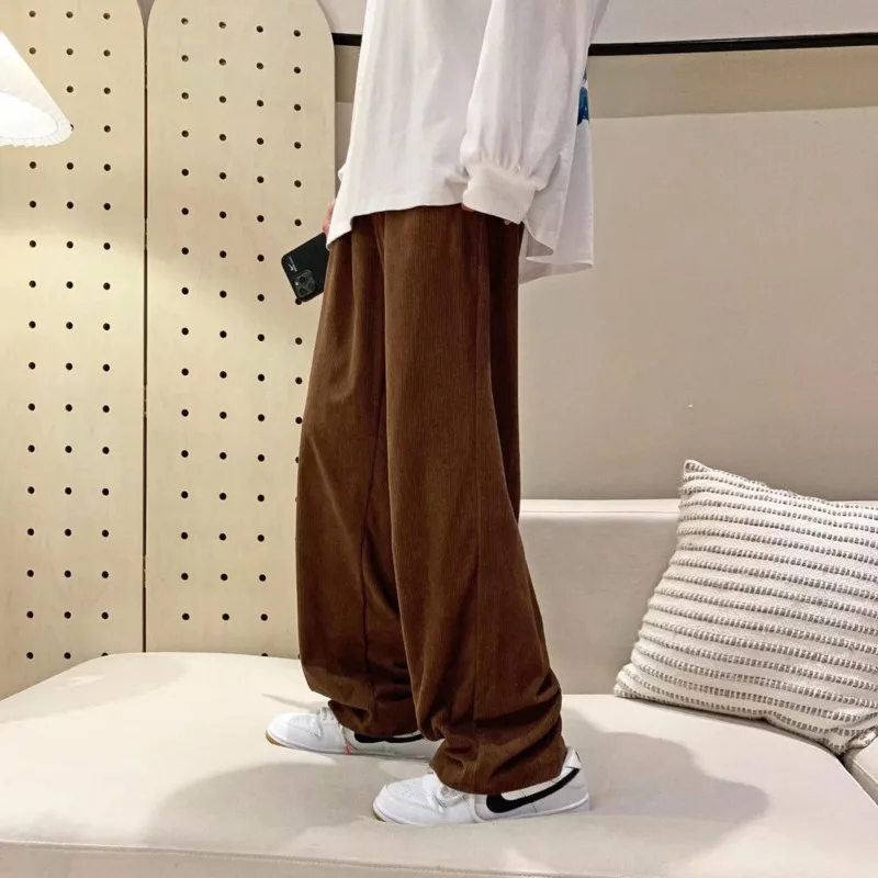 

3 Color Corduroy Pants Men Fashion Oversized Wide Leg Pants Mens Japanese Streetwear Loose Hip Hop Straight Pants Mens Trousers
