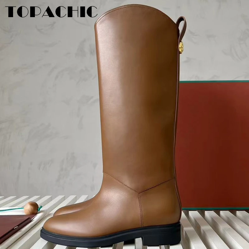 11 14 женские сапоги TOPACHIC для верховой езды уличная мода Необычные оригинальные