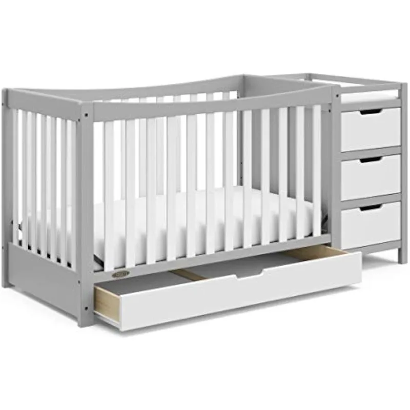 

Graco Remi 5-In-1 Convertible Crib & Changer With Drawer (Pebble Gray & White) – GREENGUARD Gold Certified