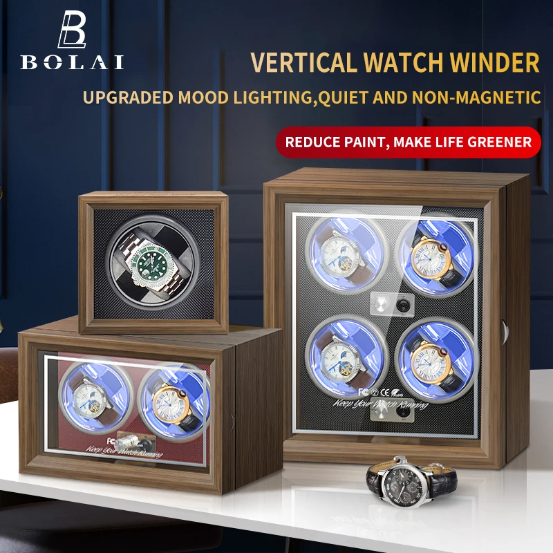 BOLAI Luxury Brand Wood Watch Winder High-End 1 2 4 Slot Automatic Watches Box with Mabuchi Moto Watch Cabinet Clock Storage Box