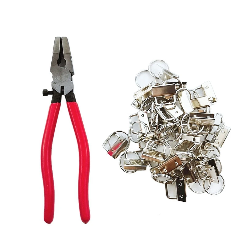 

32Pcs DIY Fabric Hardware Key Chain Fob Wristlet Hardware With Tool Pliers For Lanyard Luggage Strap Accessories