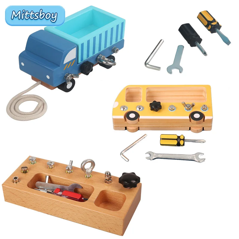 

Montessori Early Education Simulation Toolbox Play House Screwing Toys Hands Busy Truck Trailer Educational Toy for Childre Gift