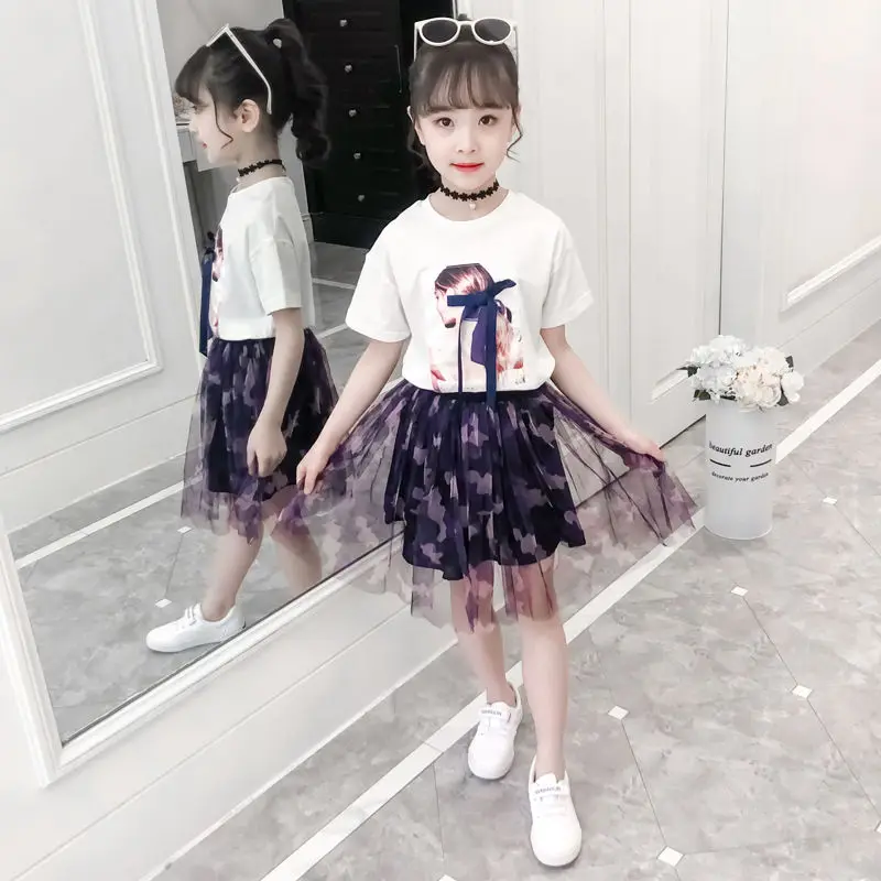 

Платье для девочек, лето 2022, детский костюм из 2 предметов, одежда, детские милые комплекты с коротким рукавом для маленьких девочек, комфортное платье премиум-класса для 4 лет