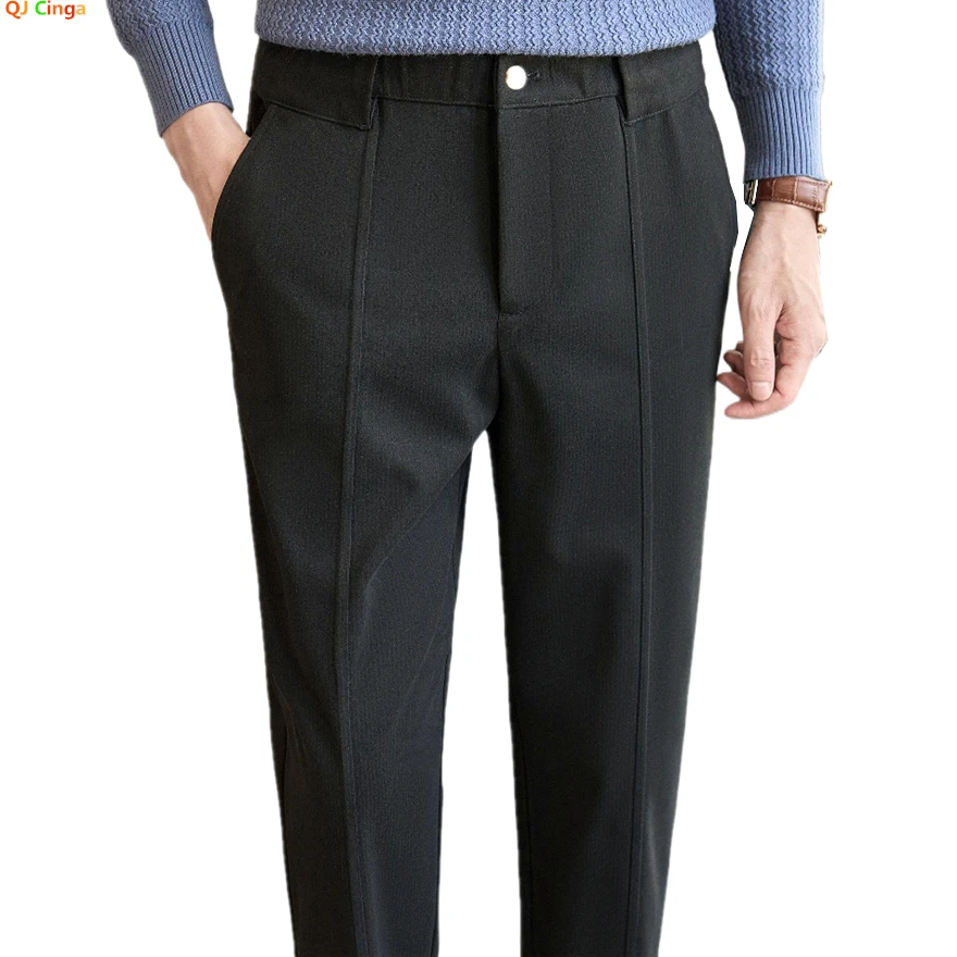 Черные модные мужские облегающие брюки зимние твидовые абрикосово-серые хаки