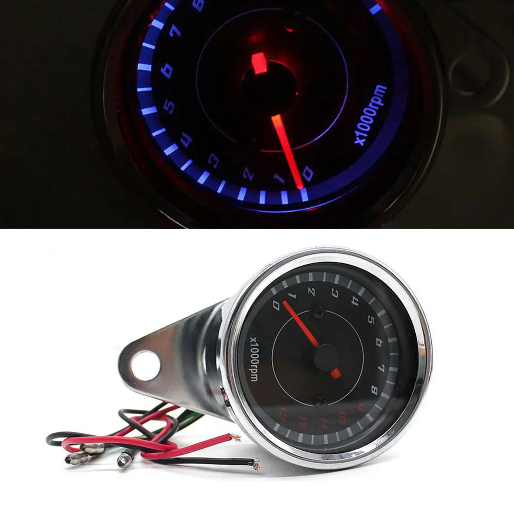 

13K RPM Shift Tachometer Motorcycle 6.5cm Diameter Glass Top Housing Stainless Steel Applicable To All Motorcycles