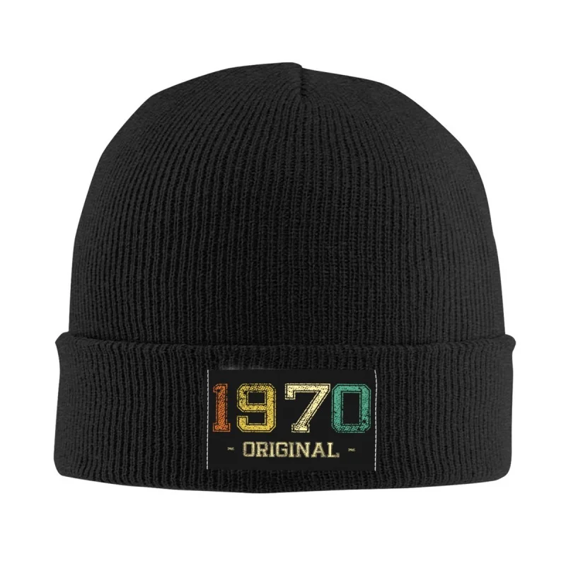

Vintage Born In 1970 52th Birthday Gift Skullies Beanies Cap Unisex Winter Warm Knit Hat Adult Original 52 Years Old Bonnet Hats