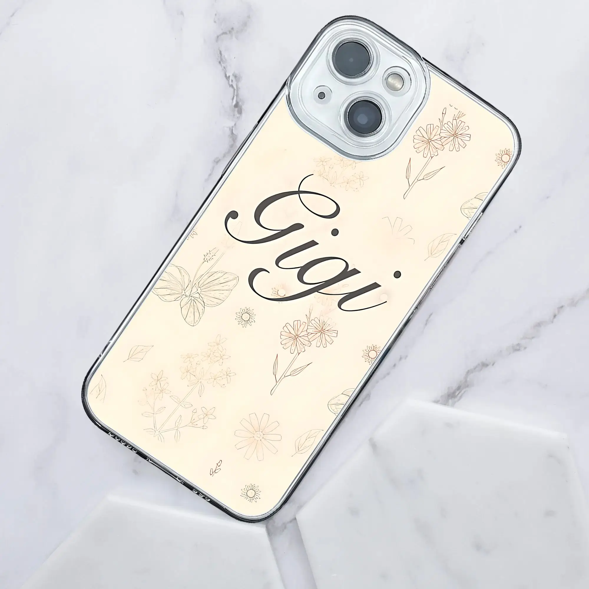 Фото Модный защитный чехол Fashion Gigi Grandma с мягким цветочным принтом для iPhone различных моделей 17, 16, 15, 14, 13 Pro Max №1