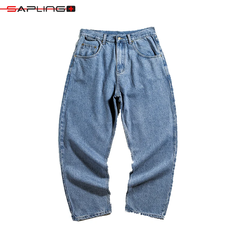 

Men's Jeans Japanese Summer Fashion Casual Simple Jean Men Straight Washed Denim Trouser For Male Vintage Loose Solid Denim Pant