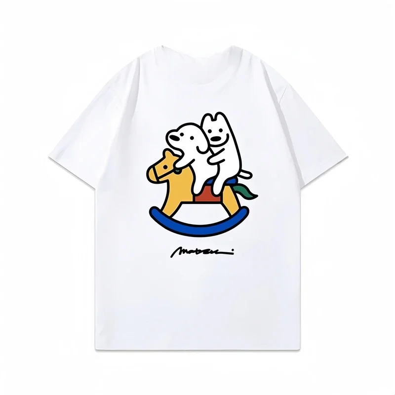 Футболка Летняя для пар из чистого хлопка с принтом короткими рукавами модная