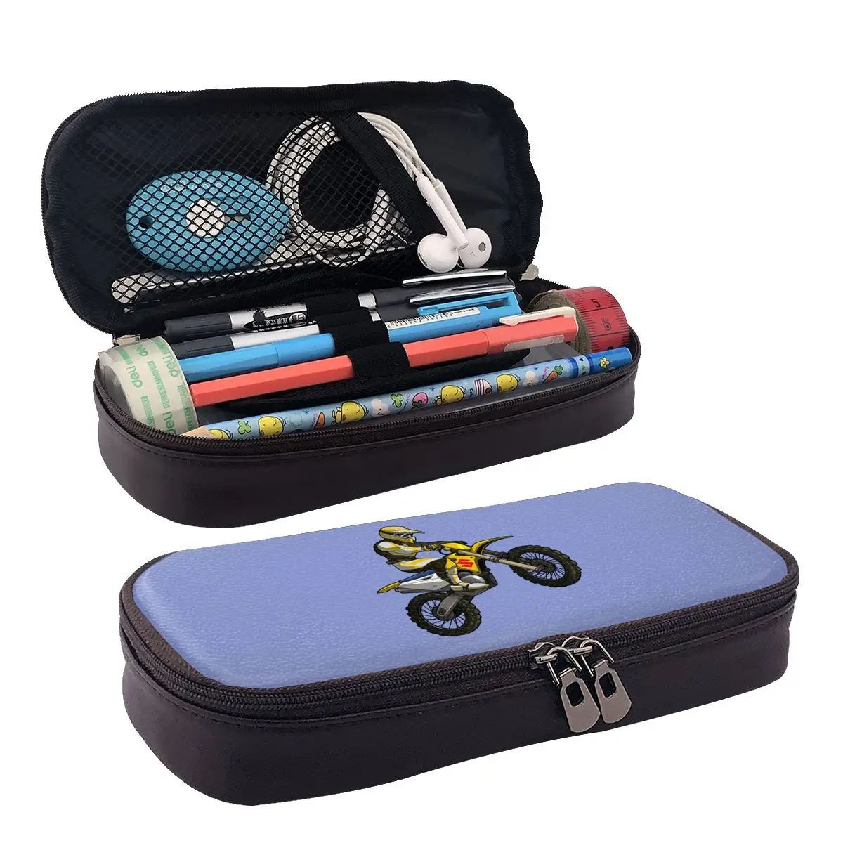

Got Dirt Bike Motocross Leather Pencil Case Zipper Pencil Box Stationery Pen Pouch for Boys Girls School Students Work Office