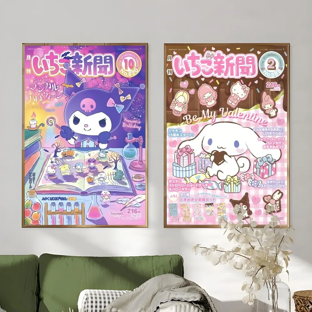 Hallokitty Cinnamoroll Kuromi милый постер липкий настенный художественный принт водостойкий