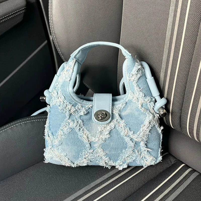 

Boho Vintage Women's Bag 2023 Trend Fashion Summer Denim Mini Handbags Female Designed Elegant Tassel Shoulder Bag Shoppers