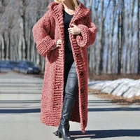 2021 fall winter hooded oversized large size sweaters thick warm cardigan women knitted coats loose long overcoats knitwear