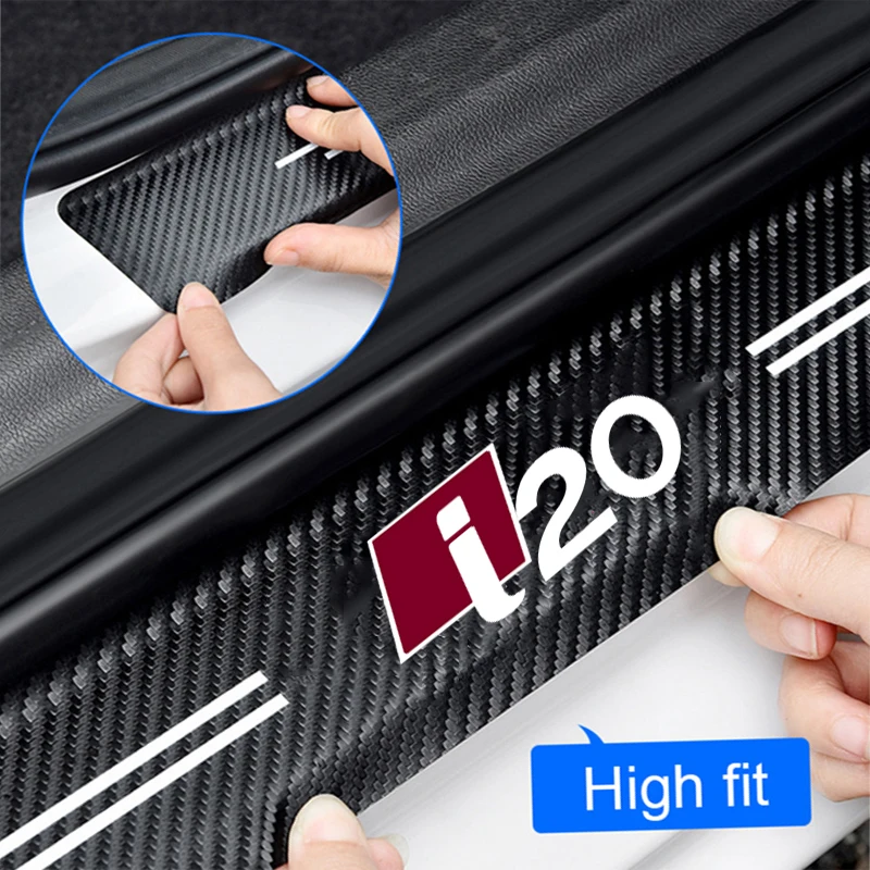 

4pc Car Accessories Carbon Fiber Texture Auto Accessories Car Door Sill Threshold Stickers for Hyundai I20 I30 I40 IONIQ