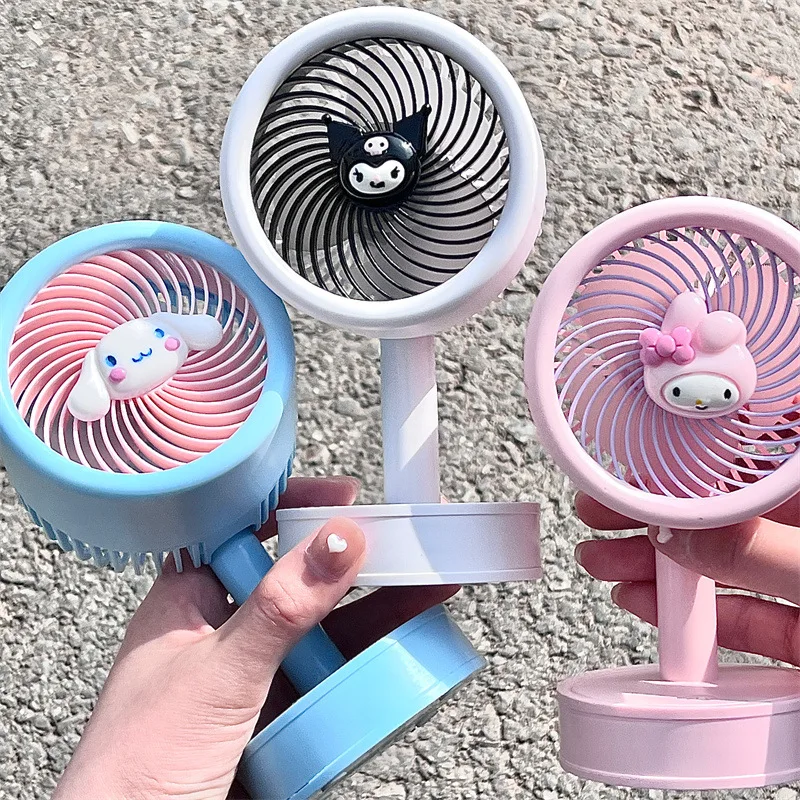 

Sanrio Hello Kitty Windy Fan Kawaii 3-Speed High Wind Office Bedroom Cute Cartoon Desktop Silent Kuromi Usb Charging Summer Fan