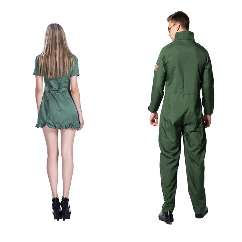 Костюм военного пилота армейского зеленого флота косплей Хэллоуин полетные