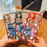 stitch disney mickey art for xiaomi redmi note 11 10 10s 9t 9s 9 8 pro 5g 7 6 5 5a prime frosted translucent soft phone case