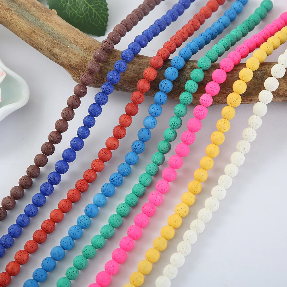 Разноцветные вулканические круглые бусины-разделители для изготовления