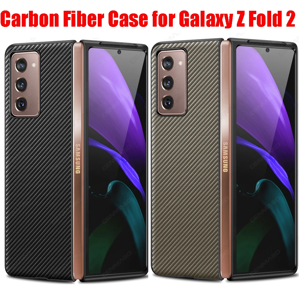 10pc Original Carbon Fiber Texture Leather For Samsung Galaxy Z Fold 2 Case Shockproof Back Cover For Samsung Fold2 5G Case Capa