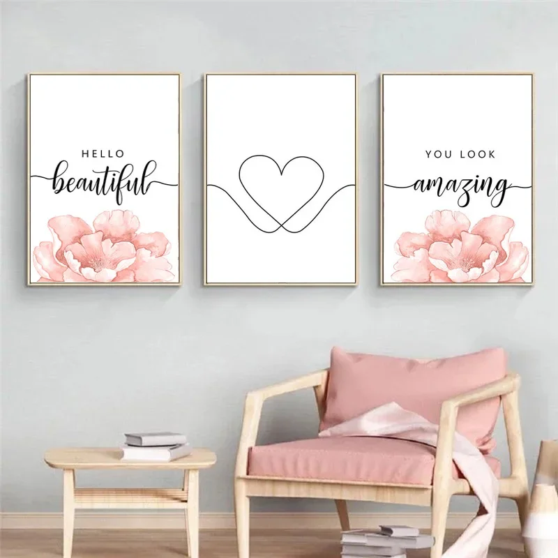 Современная мода розовый цветок холст плакат Meixin художественная живопись