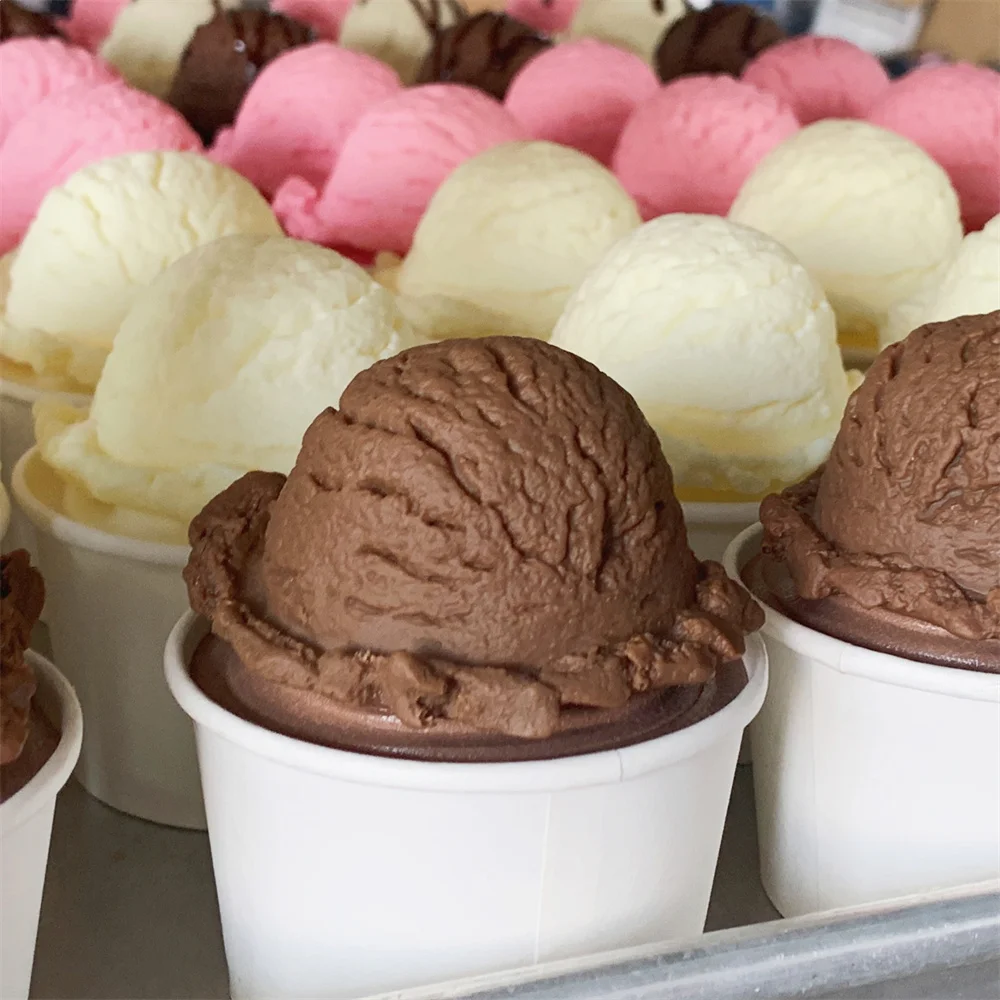 Маленькая чашка для дегустации 4 унции мини бумажная чаша ложка мороженого белая