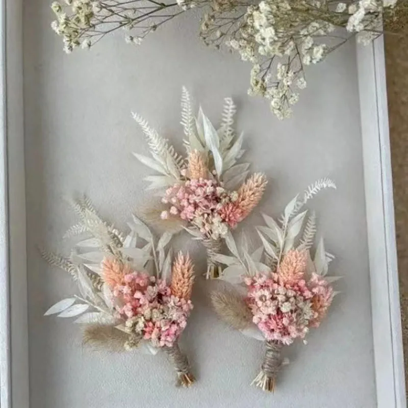 

3Bunch Dried Rabbit Tail Grass Mini Natural Real Flowers Bouquet Wedding Decor Card Gift Box Filling Decoration Vase Boho Floral