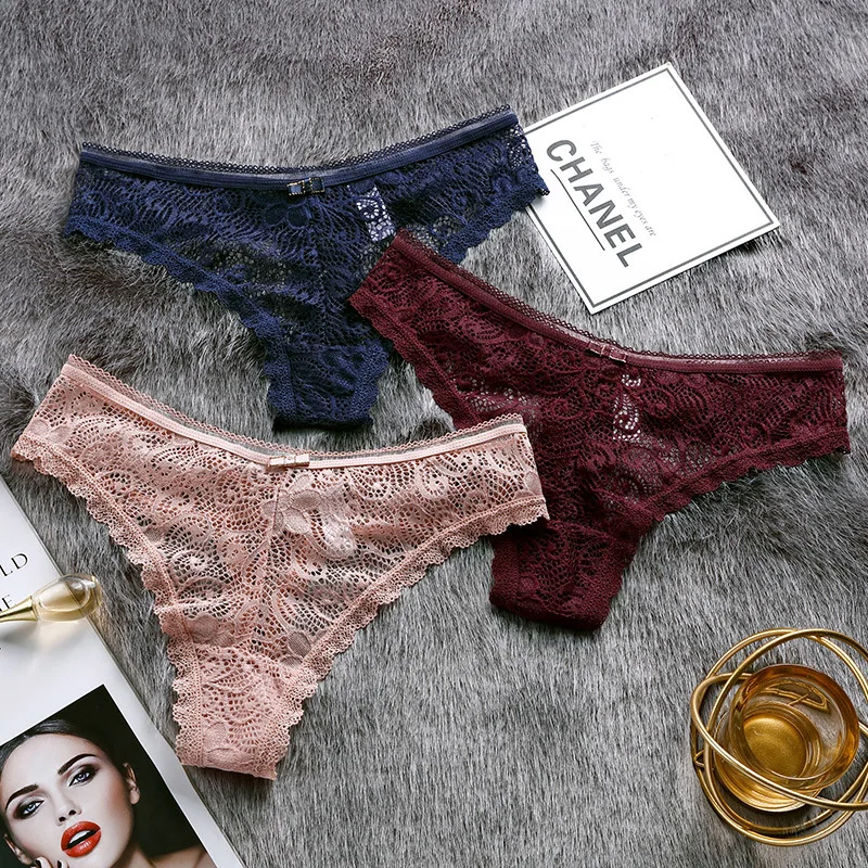 

Elegant Texture Womens Lace Panties Bright Colors Comfortable Seamless Silk Female Thongs European And American Sexy Soft Briefs