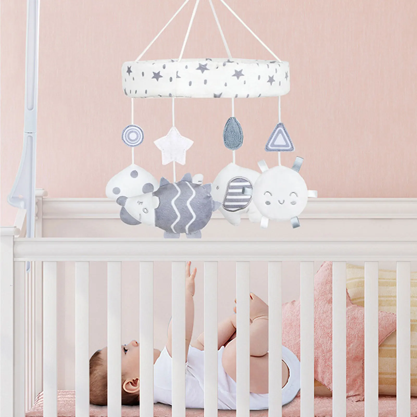 

Baby Rattles Toddler Bed Rotating Toys Bed Bell Baby Playing Boys And Girls Clockwork Brake Infant Bed Pendant