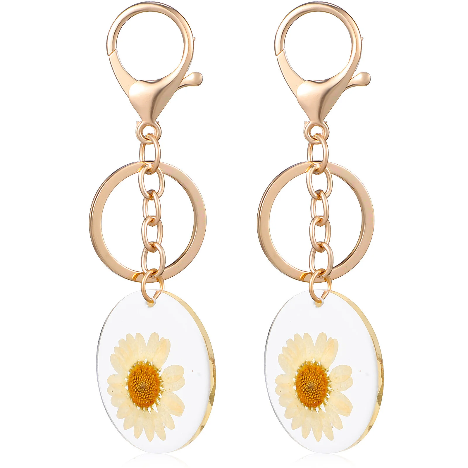 

Dried Flowers Backpack Keychains Aesthetic Unique Ring Kids Party Favors Metal Purse Pendant