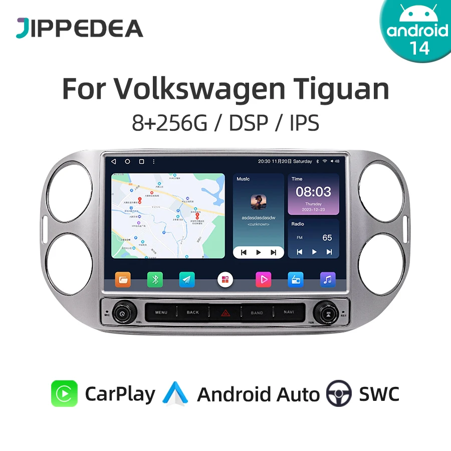 Автомобильный мультимедийный плеер CarPlay 10 1 дюйма Android 14 8 ГБ 256 GPS-навигация Wi-Fi