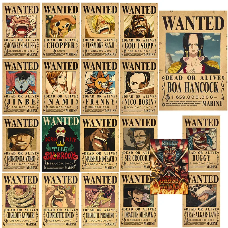 

One Piece Bounty Order New Kraft Poster Anime Luffy Gear 5 Nami Chopper Bedroom Bar Cafe Restaurant Decorative Painting Boy Gift