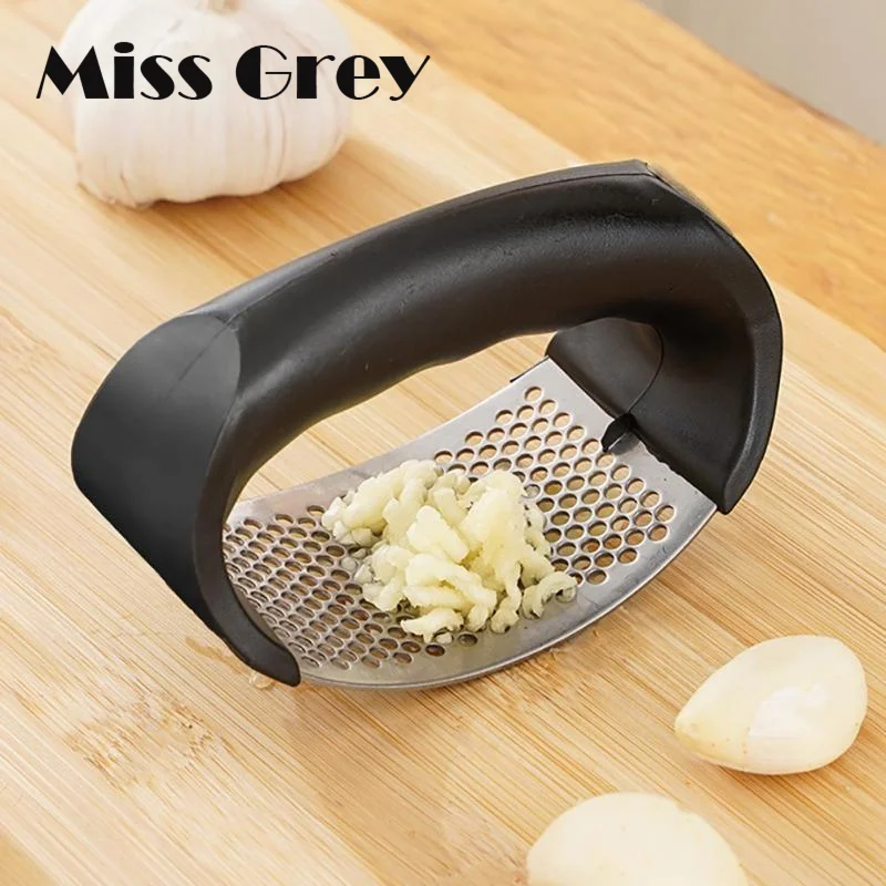 

Manual Garlic Ginger Press Chopper Tools Stainless Steel Household Kitchen Accessories Mincer Grinder Masher Crusher Slicer