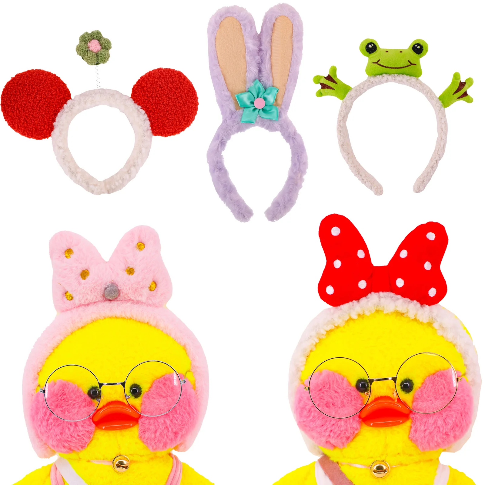 

Plush Headband Cute disneiess Style Frog/Mouse/fFower Shape Kawaii Kids Gifts 30Cm Duck Dolls lalafanfan Accessories Baby Girl's