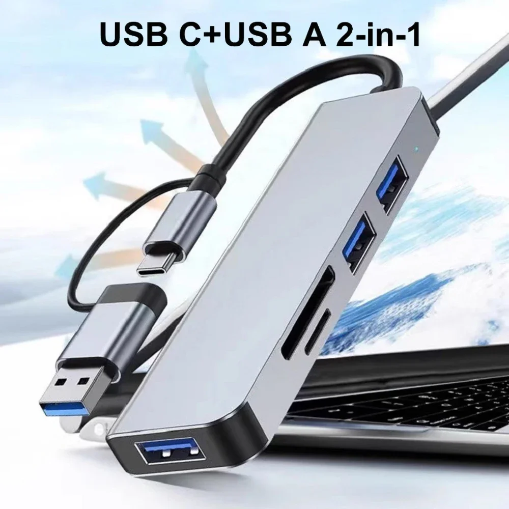 5 в 1 USB-концентратор типа C USB-C к USB3.0 концентратор для чтения карт SD адаптер