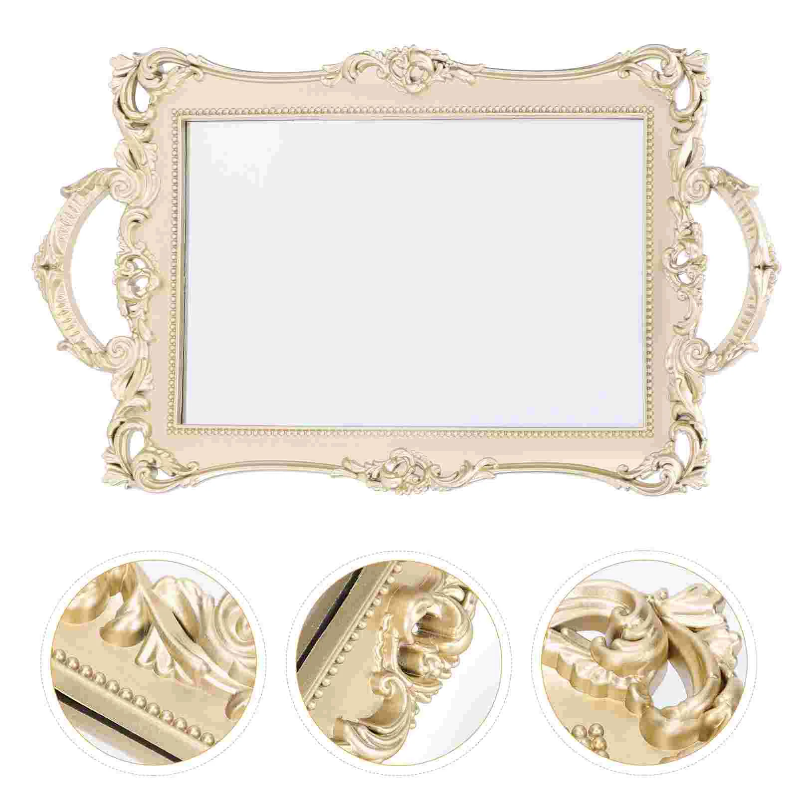 

1pc Cosmetics Storage Plate Serving Tray Blank Trinket Dish Retro Mirror Vintage Makeup Mirror