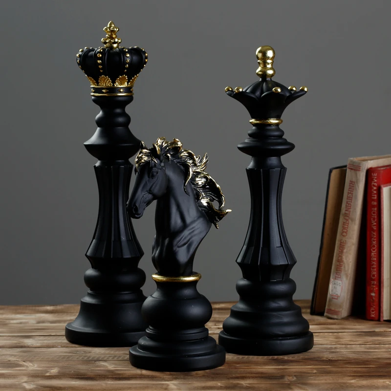 

Resin Chess Pieces Board Games Accessories International Chess Figurines Retro Home Decor Simple Modern Chessmen Ornaments