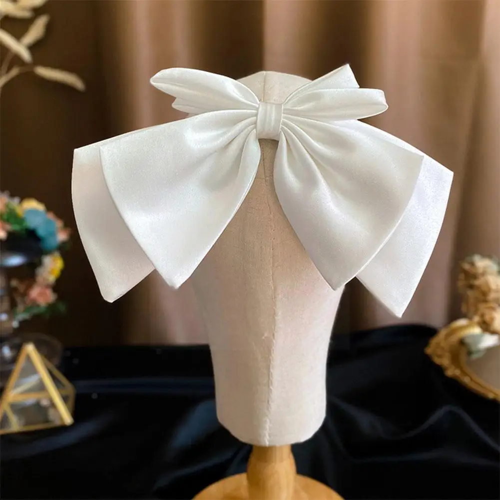 

Bridal White Satin Bow Barrettes Side Clip Headdress Simple Elegant Hair Accessories For Women Wedding Hairwear 2021 New Ho Y0e8