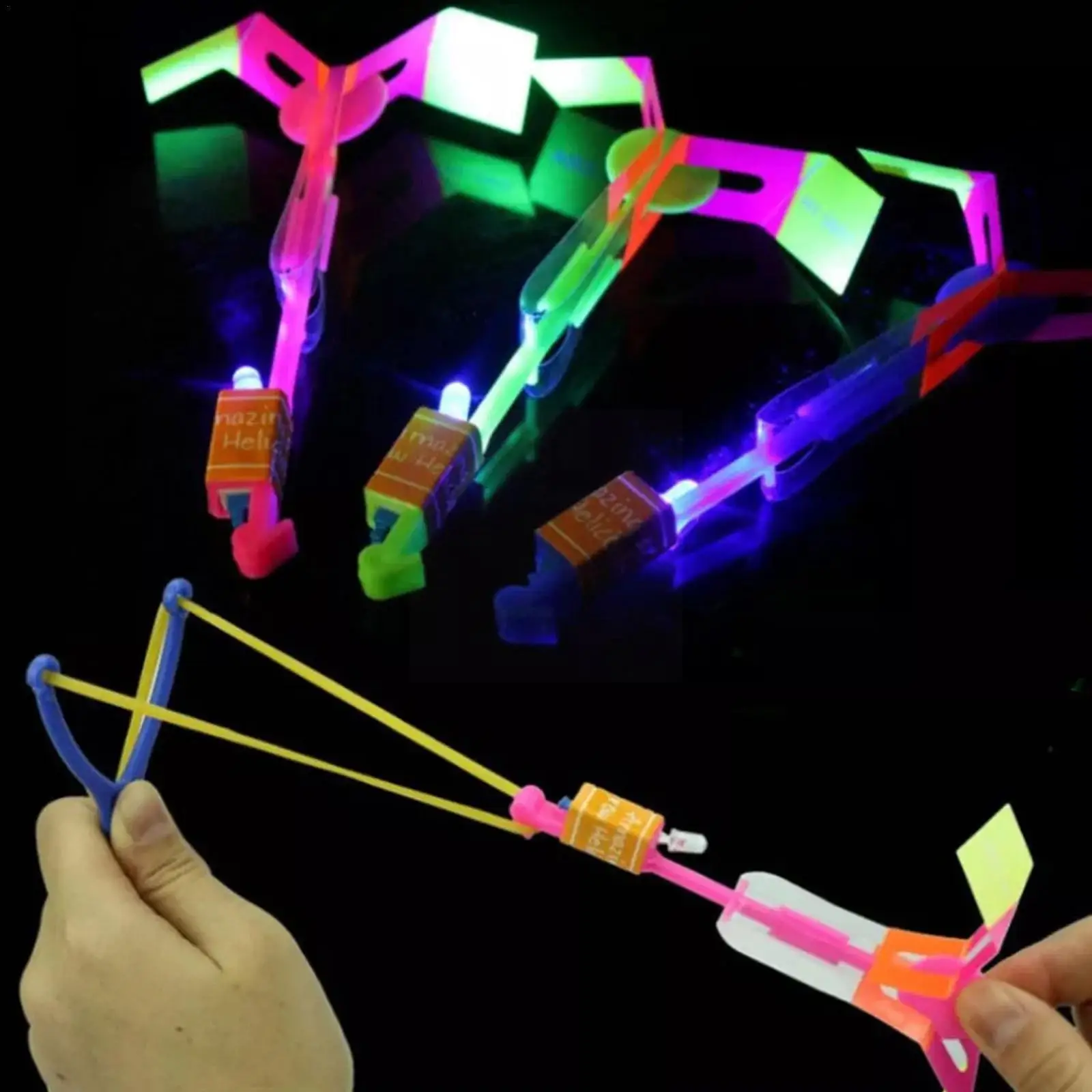 

5pcs Led Flying Toys Led Flashing Toys Flying Helicopter Christmat Slingshot Led Gift Light Helicopter Toys H8e2