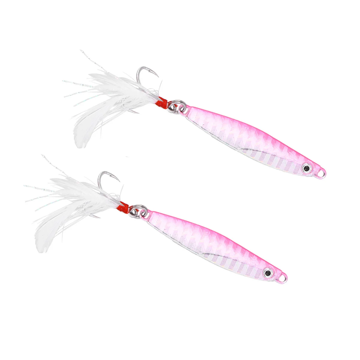 

2Pcs Fishing Lures Metal Fishing Baits Sets Artificial Hard Bait Treble Hooks Spanish Mackerel (Pink) Accessories